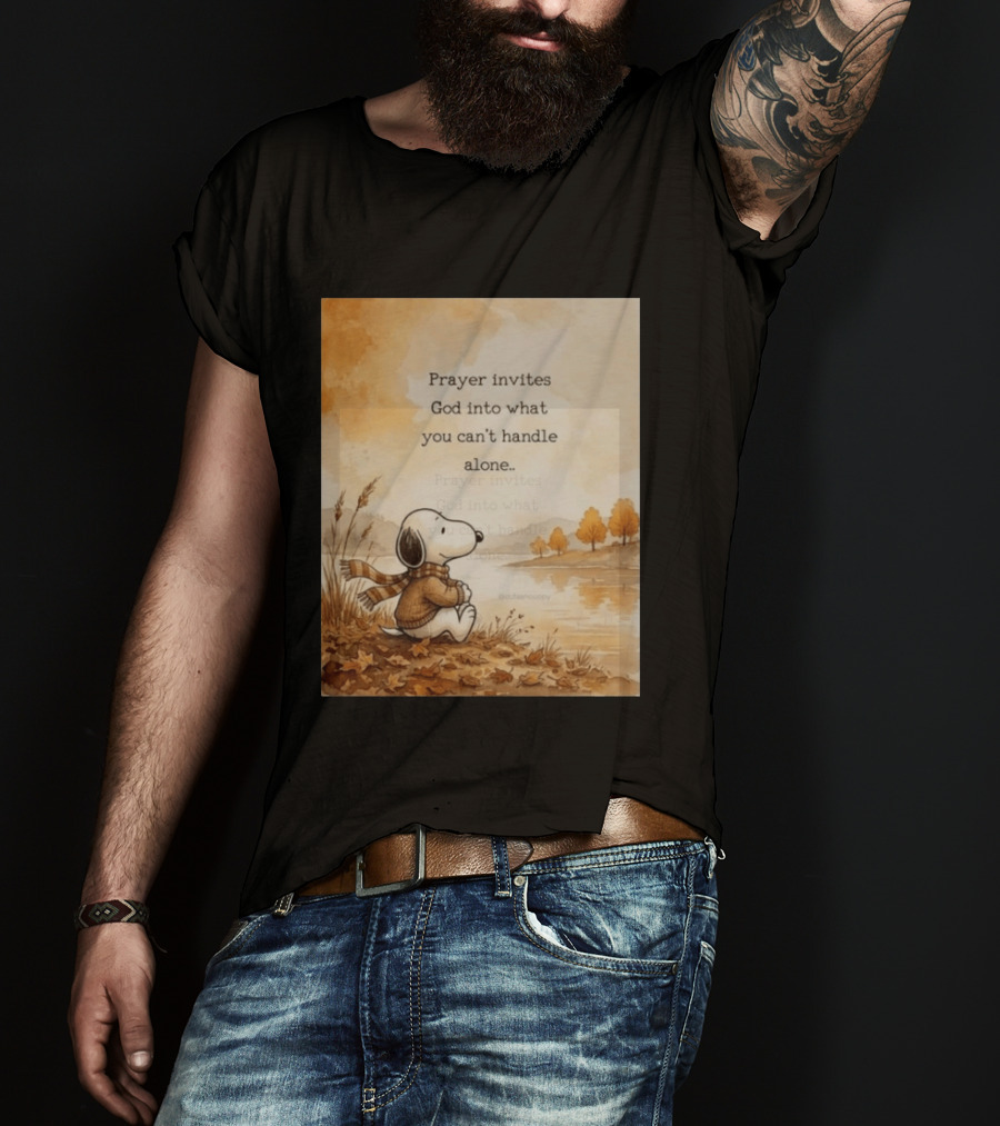 Snoopy Prayer Invites God Into What You Can't Handle Alone Autumn Scene T-Shirt
