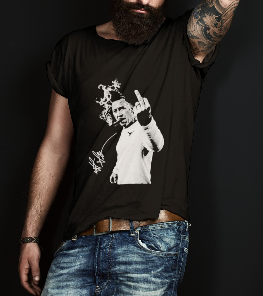 Steve Sarkisian Gesture Smoking Cigar Signature T-Shirt