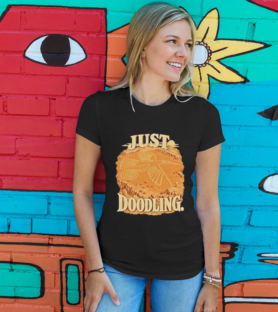 Just Doodling Nazca Lines Hummingbird Desert Landscape T-Shirt