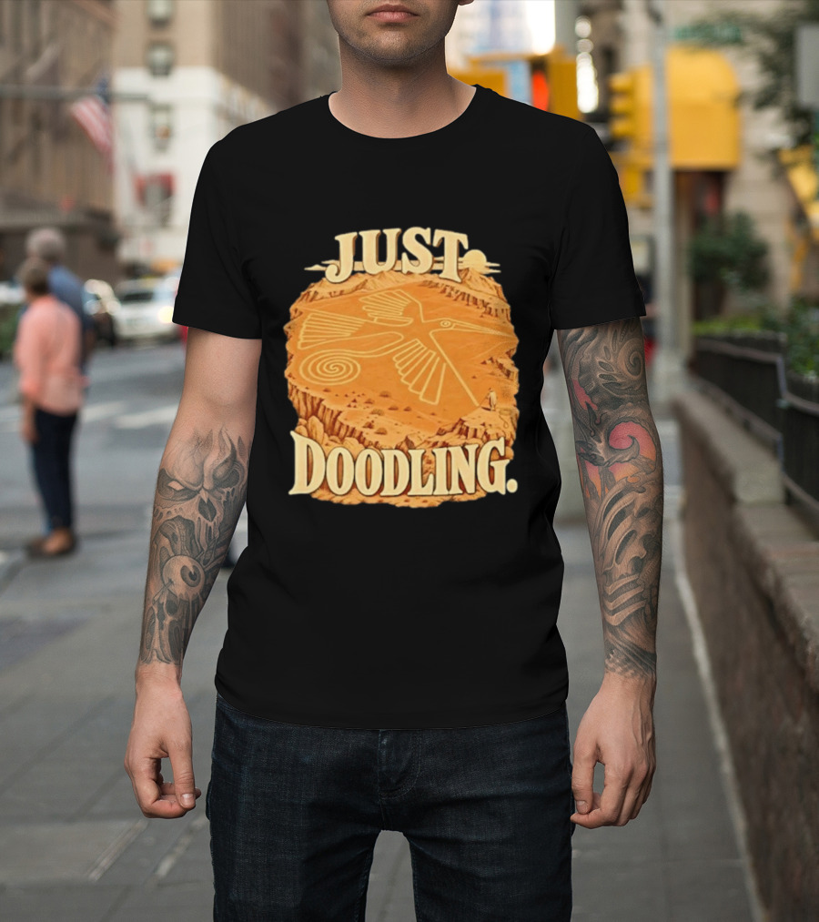 Just Doodling Nazca Lines Hummingbird Desert Landscape T-Shirt