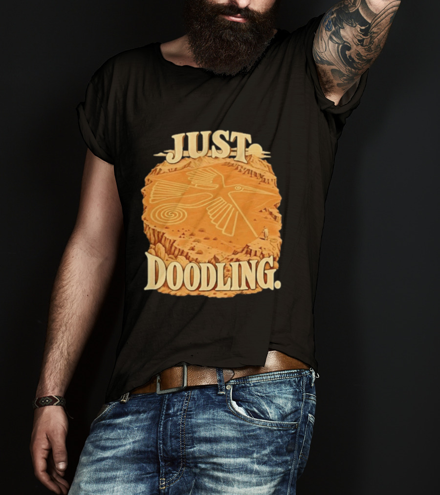 Just Doodling Nazca Lines Hummingbird Desert Landscape T-Shirt