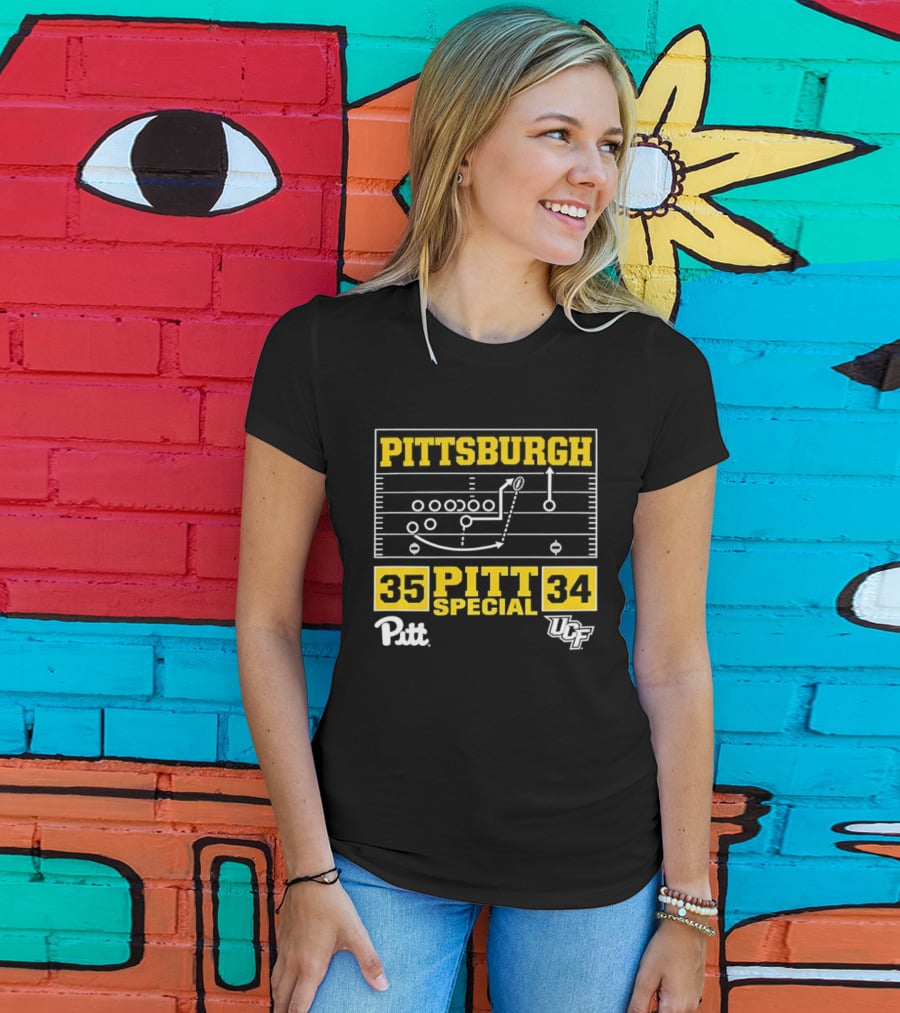 Pittsburgh Pitt Special 35 34 Victory Football Play Diagram Vs UCF T-Shirt