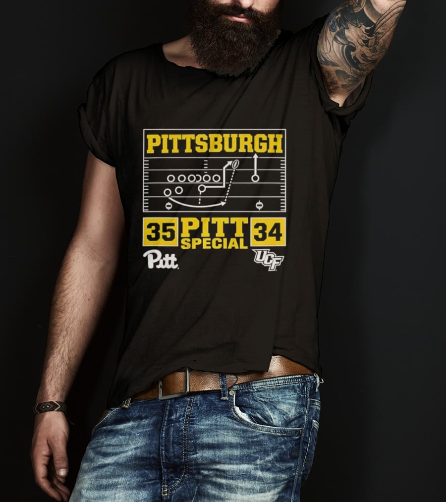 Pittsburgh Pitt Special 35 34 Victory Football Play Diagram Vs UCF T-Shirt