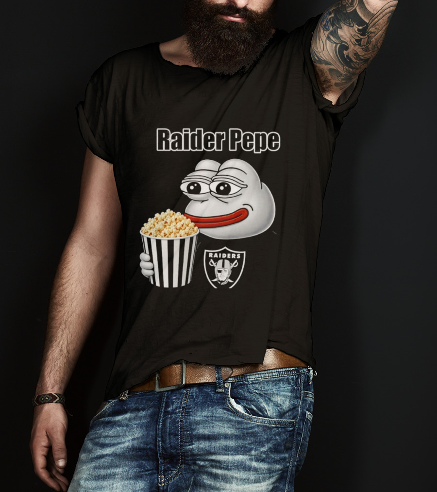 Las Vegas Raiders Raider Pepe Popcorn Meme T-Shirt