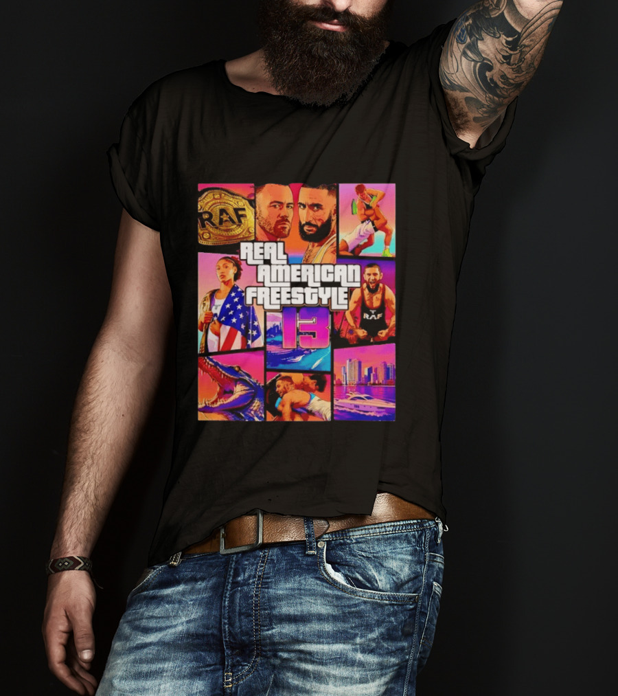 Real American Freestyle 13 Wrestling RAF Alligator Miami Scene T-Shirt