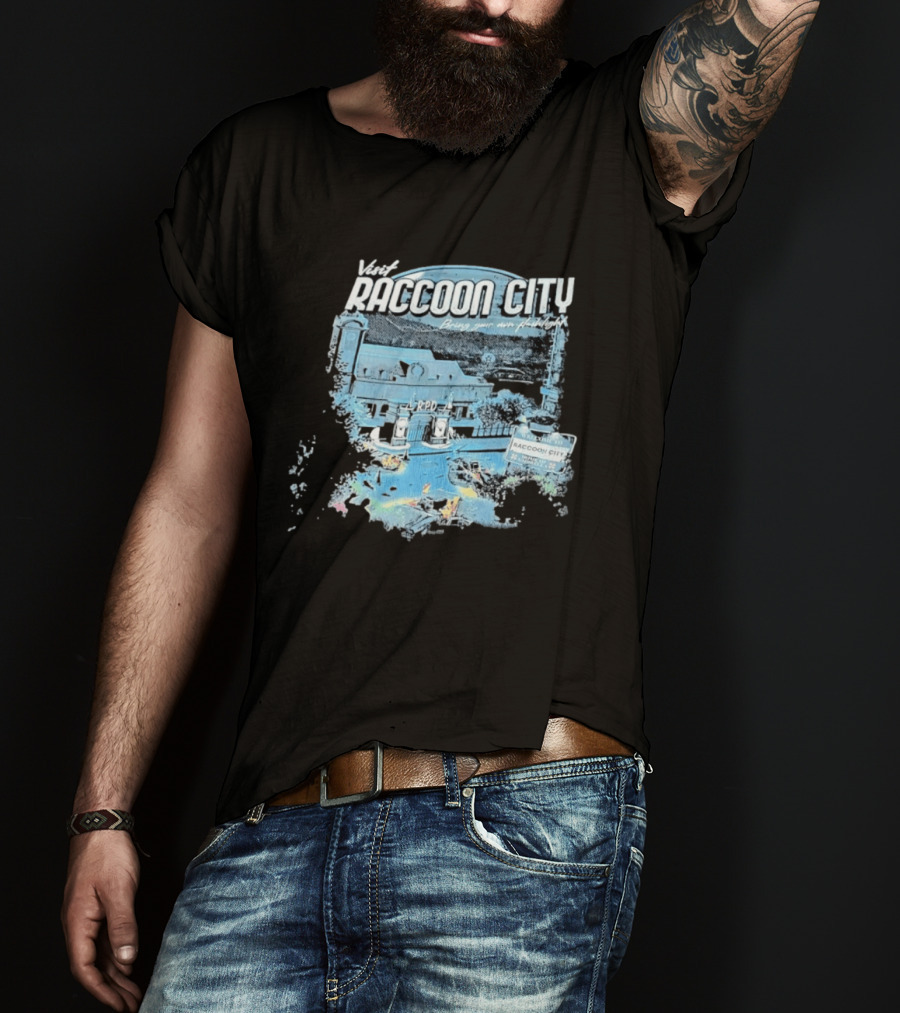 Visit Raccoon City Bring Your Own Flashlight RPD Entrance Postcard T-Shirt