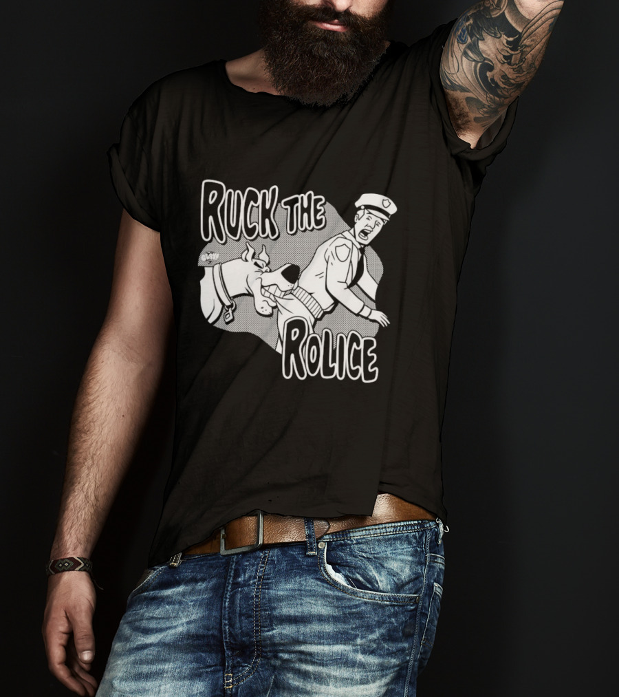 Ruck The Rolice Cartoon Dog Satire Pop Culture Police Officer And Dog T-Shirt