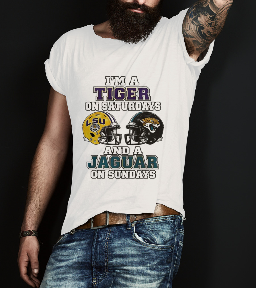 LSU Tigers Saturday Spirit Jacksonville Jaguars Sunday Fandom T-Shirt