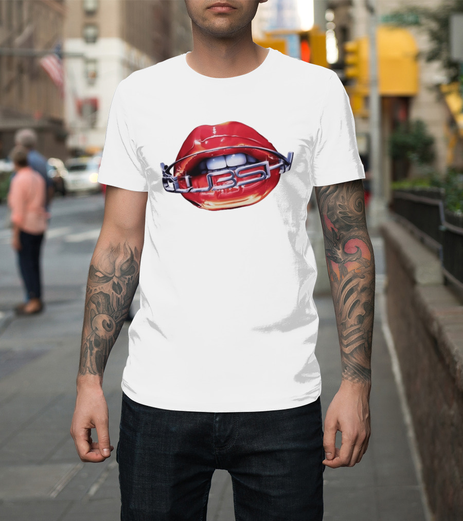 Chicago Cubs Lips Y2K MLB Baseball Chrome Letters T-Shirt
