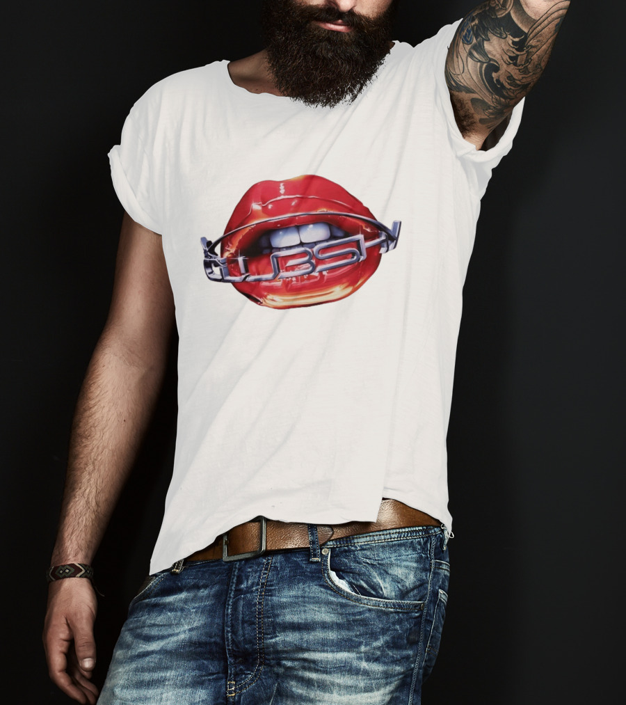 Chicago Cubs Lips Y2K MLB Baseball Chrome Letters T-Shirt