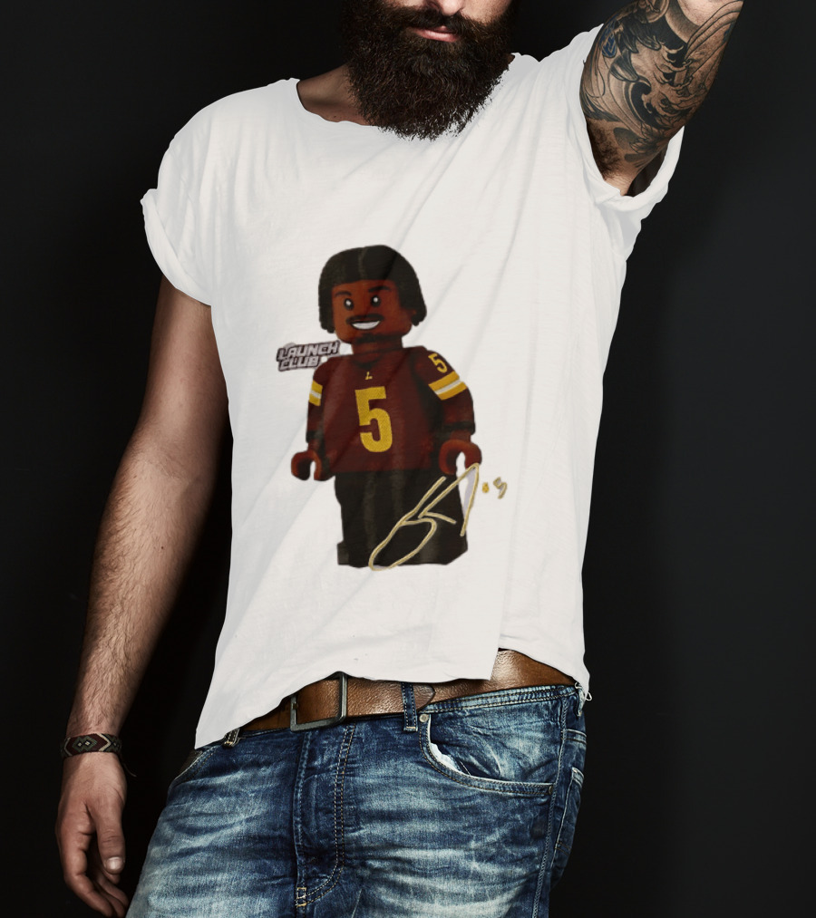 Washington Commanders Quarterback Jayden Daniels Launch Club Number 5 T-Shirt