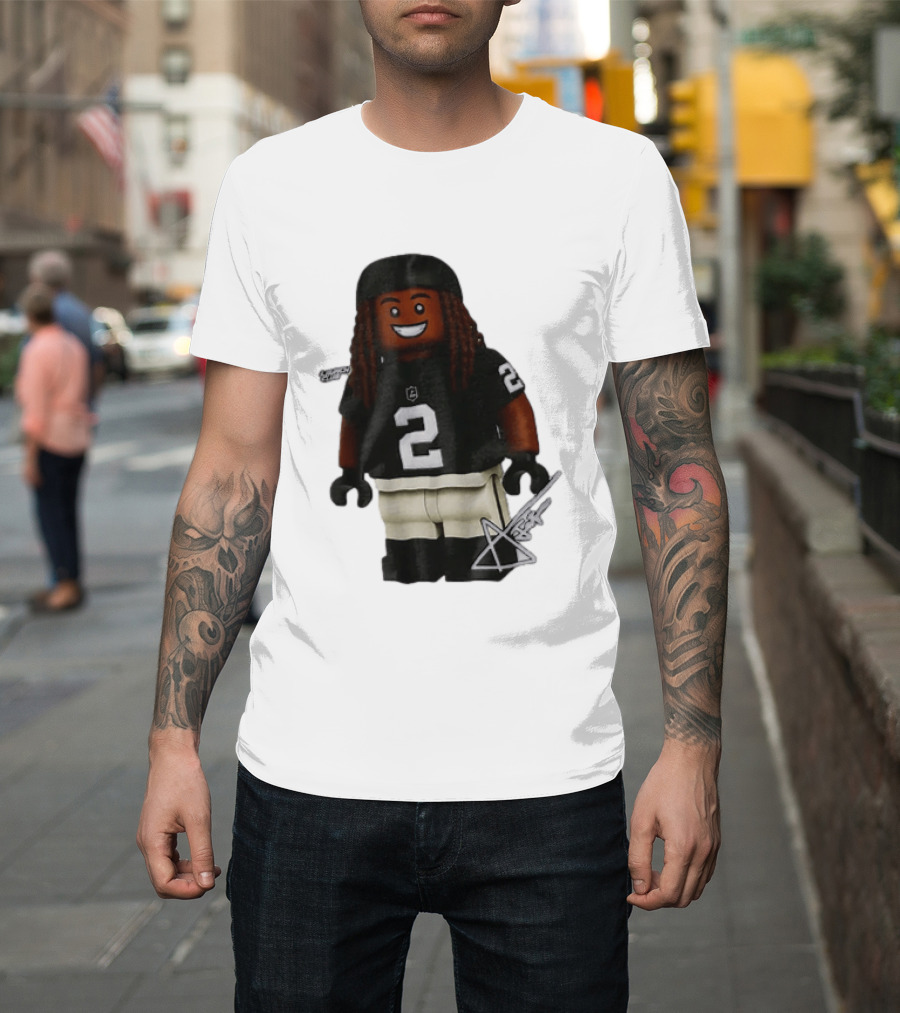 Las Vegas Raiders Running Back Ashton Jeanty 2 Lego Minifigure With Football Helmet T-Shirt