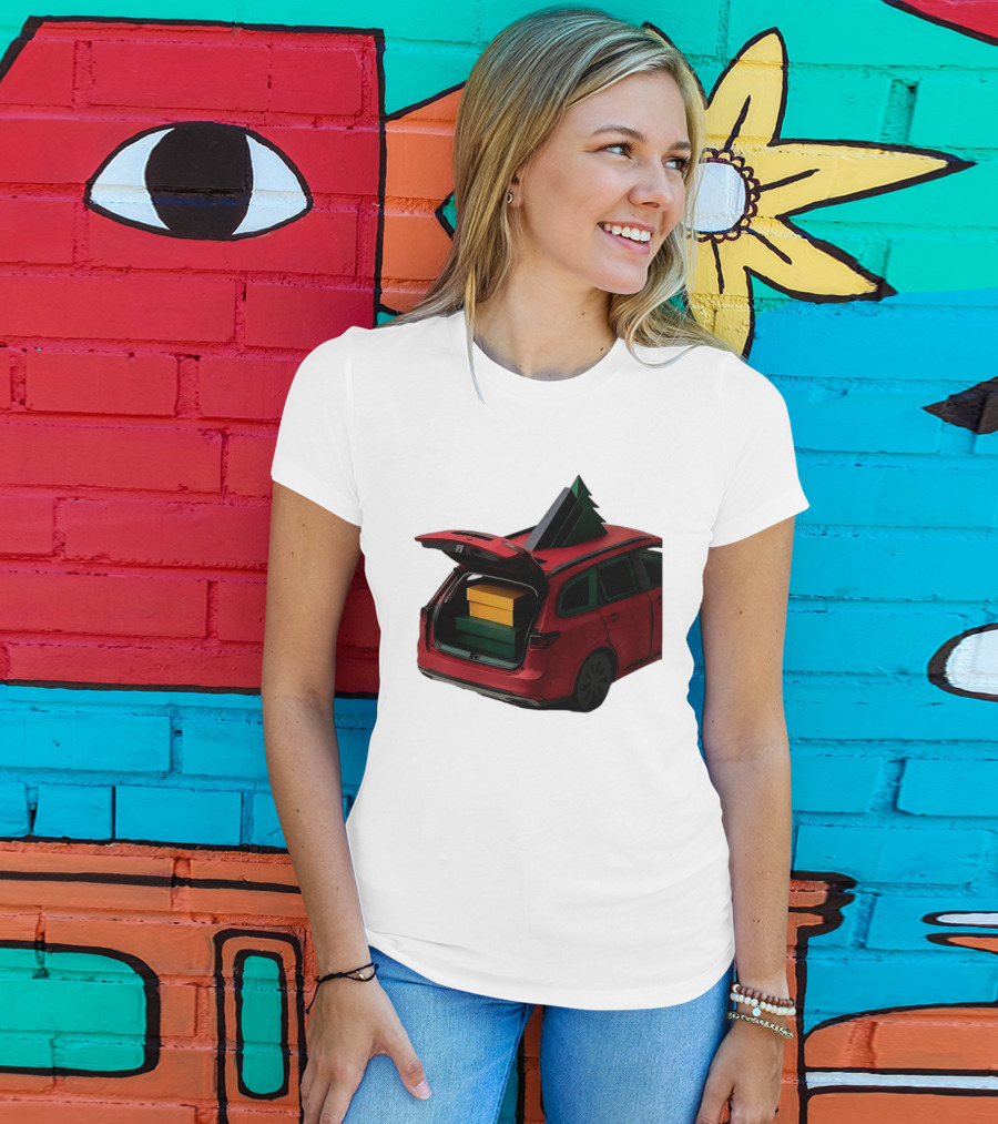 Most Likely To Pack The Car Festive Holiday Travel Scene With Christmas Tree And Gifts T-Shirt