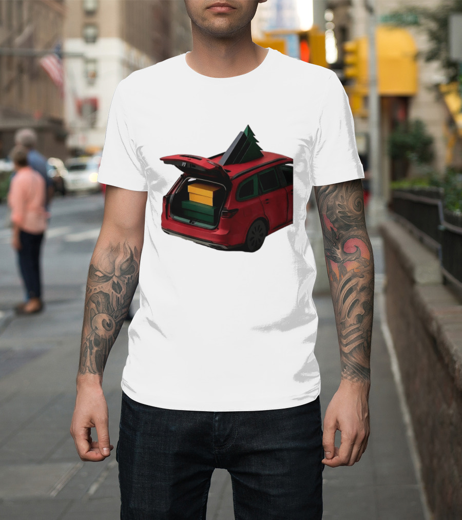 Most Likely To Pack The Car Festive Holiday Travel Scene With Christmas Tree And Gifts T-Shirt