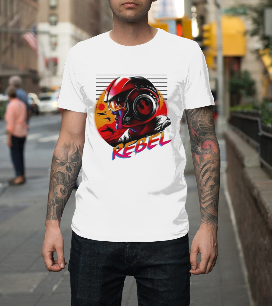 Star Wars Rebel Pilot Helmet Sunset Sci Fi Rebel T-Shirt