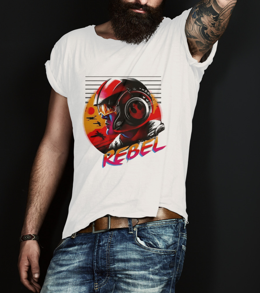 Star Wars Rebel Pilot Helmet Sunset Sci Fi Rebel T-Shirt