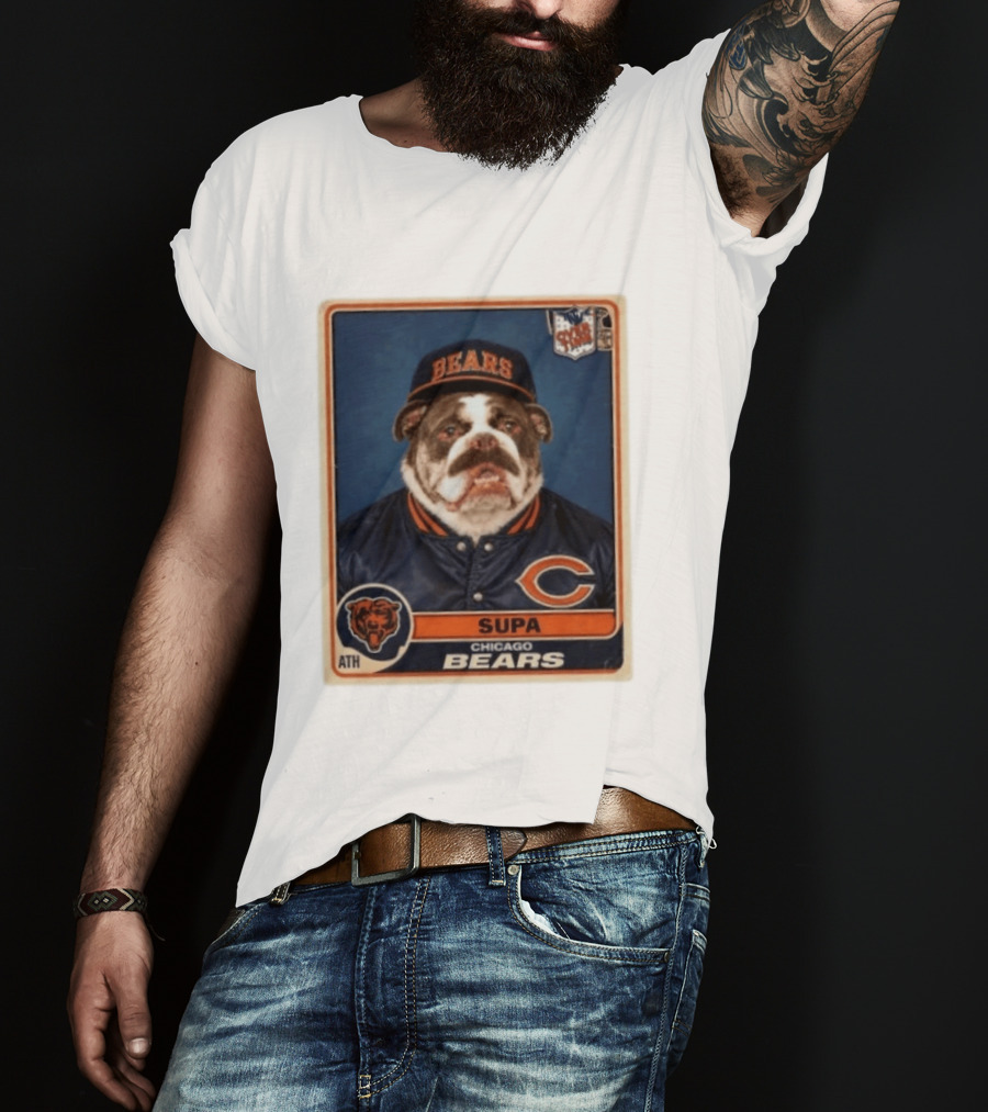 Supa Chicago Bears Football Trading Card Bulldog ATH T-Shirt