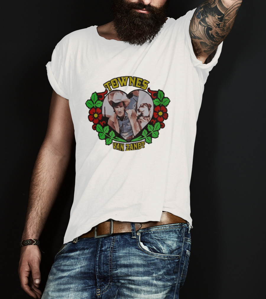 Townes Van Zandt Heart And Flowers Retro Folk T-Shirt