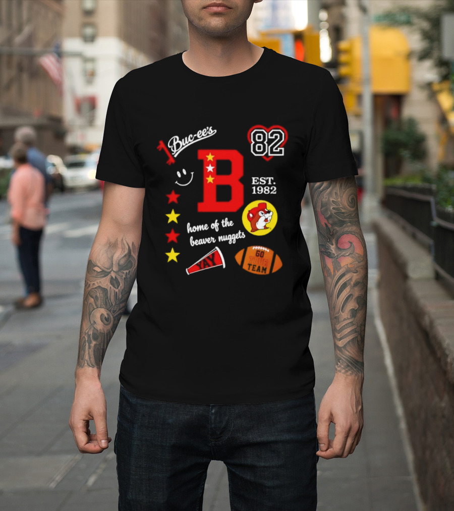 Buc Ee's 82 Est 1982 Home Of The Beaver Nuggets Football Tour T-Shirt
