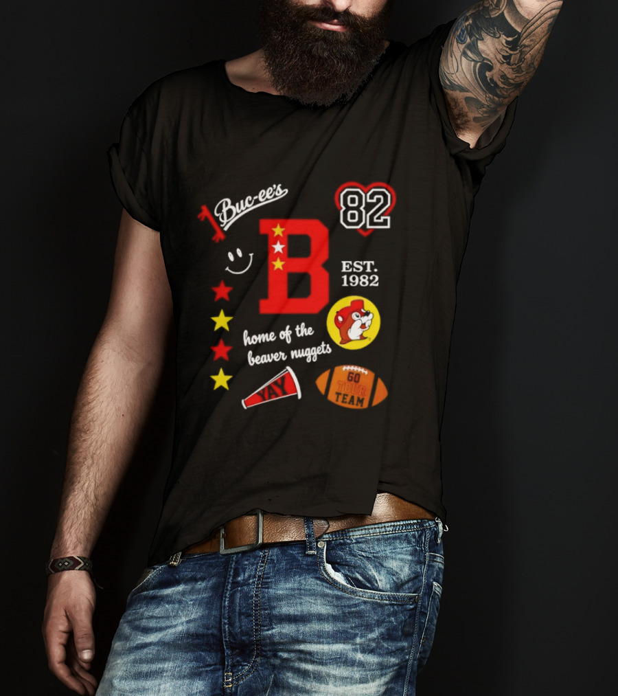 Buc Ee's 82 Est 1982 Home Of The Beaver Nuggets Football Tour T-Shirt