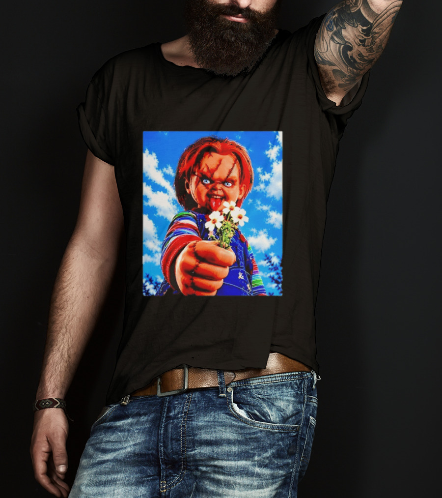 Chucky Child's Play Horror Movie Flowers Gesture T-Shirt