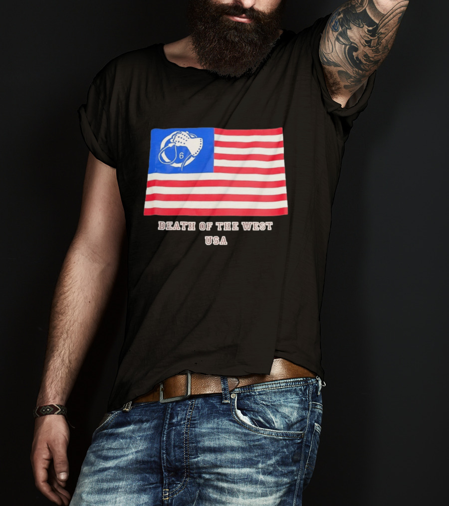 Death Of The West USA Flag Hockey Mask And Crossbones 6 T-Shirt