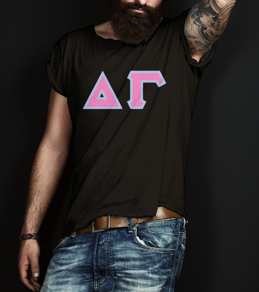 Delta Gamma Sorority Greek Letters Pink And Blue T-Shirt