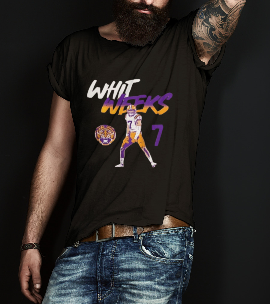 LSU Tigers Football Whit Weeks 7 Player Pose Tiger T-Shirt