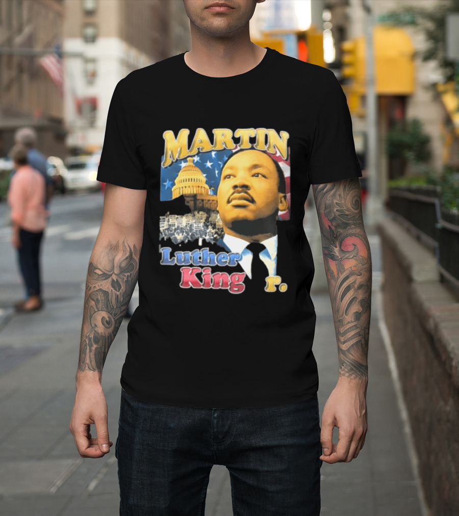 Martin Luther King Jr US Capitol American Flag Civil Rights March T-Shirt