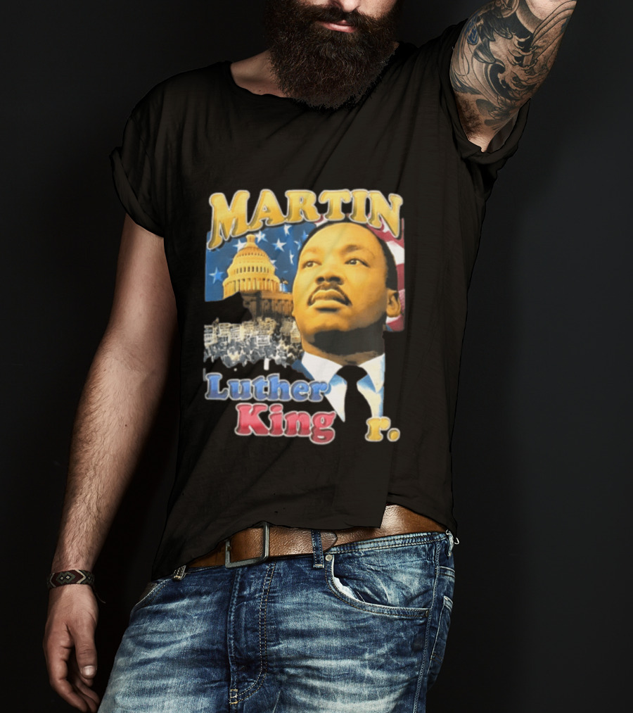 Martin Luther King Jr US Capitol American Flag Civil Rights March T-Shirt