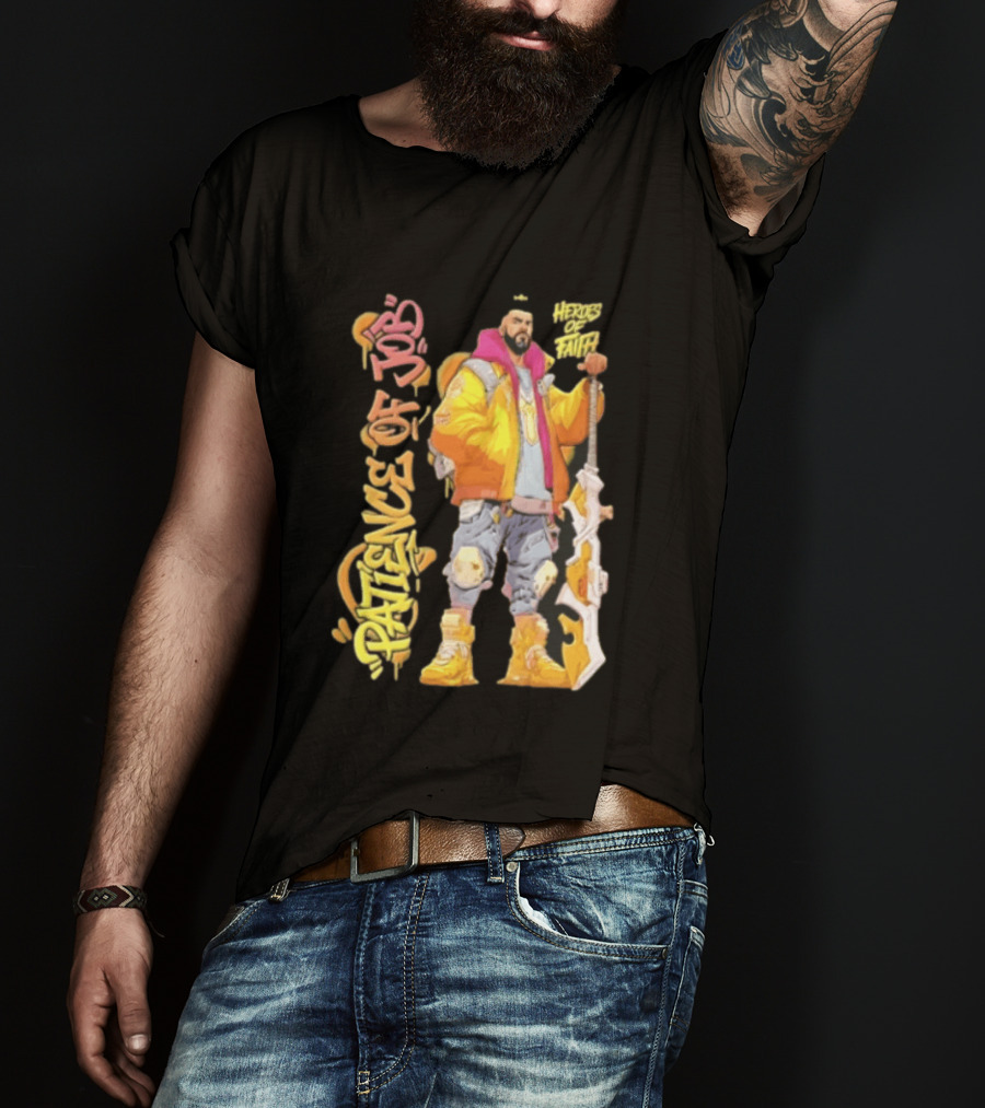 Patience Of Job Heroes Of Faith Bearded Man Sword Cartoon T-Shirt