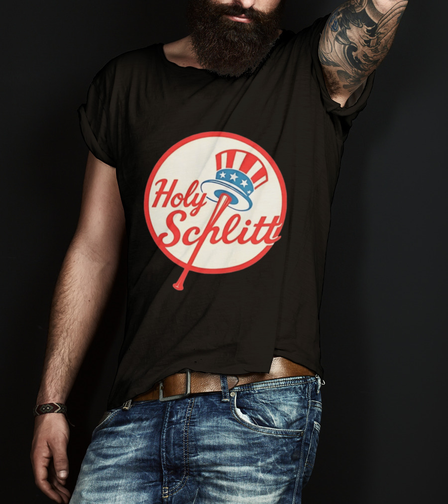 Holy Schlitt Uncle Sam Hat Patriotic Baseball T-Shirt