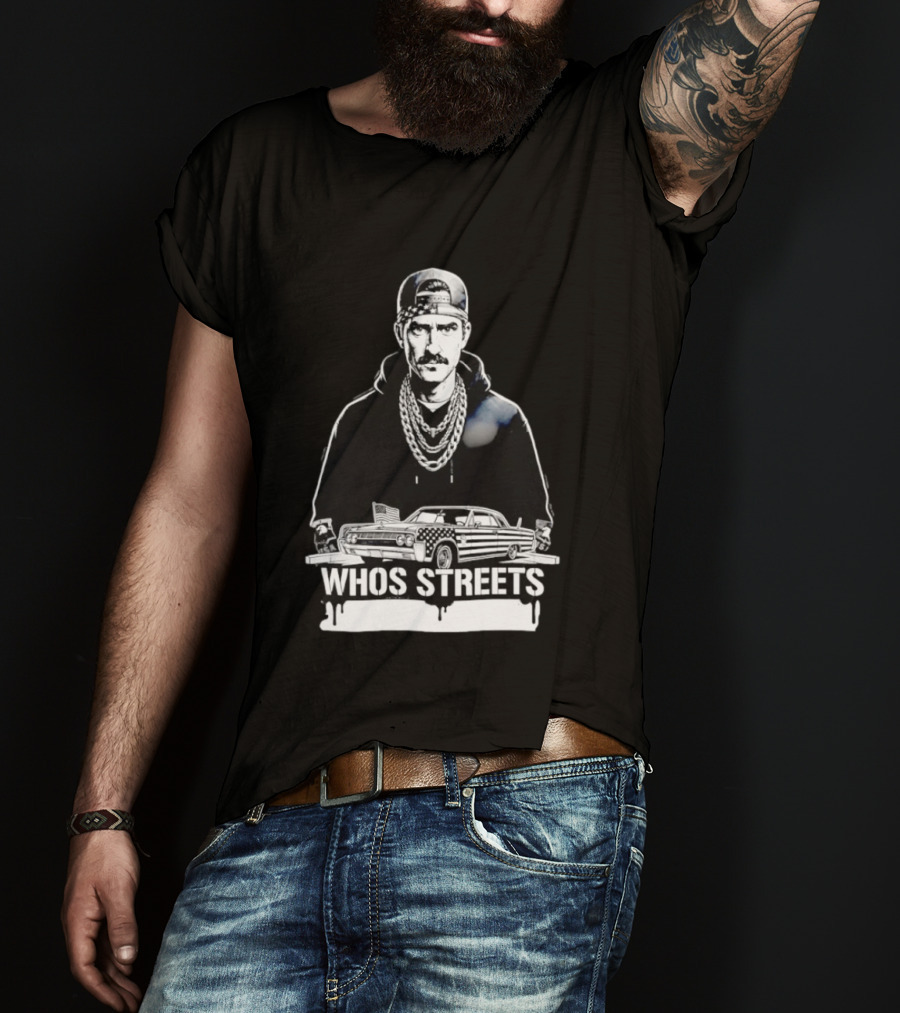 Whos Streets American Flag Car And Man Street Chain Hip Hop Culture T-Shirt
