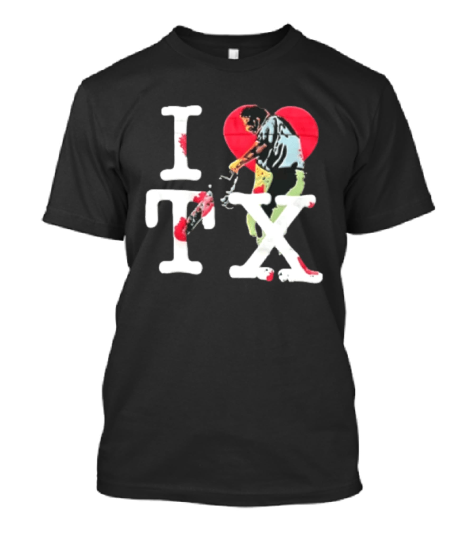 I Love Tx Leatherface Chainsaw Heart Blood Splatter T-Shirt