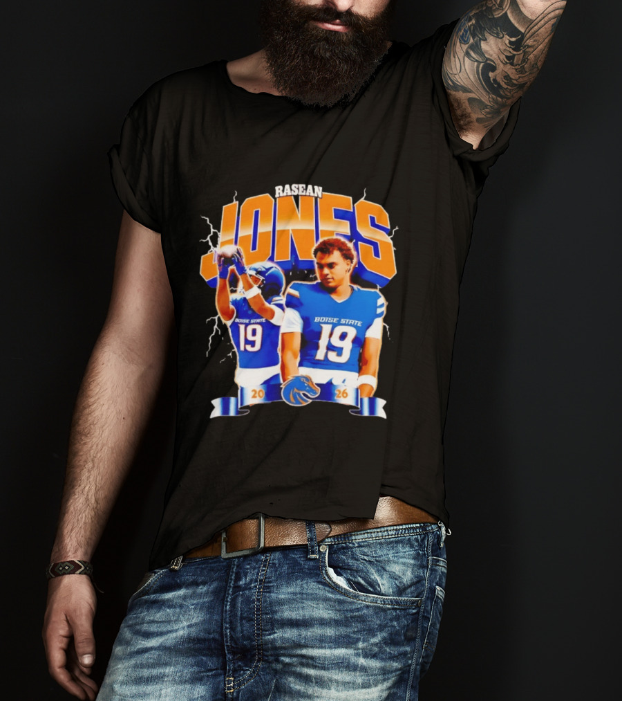 Rasean Jones Boise State Football 2026 Electric Blue Broncos T-Shirt