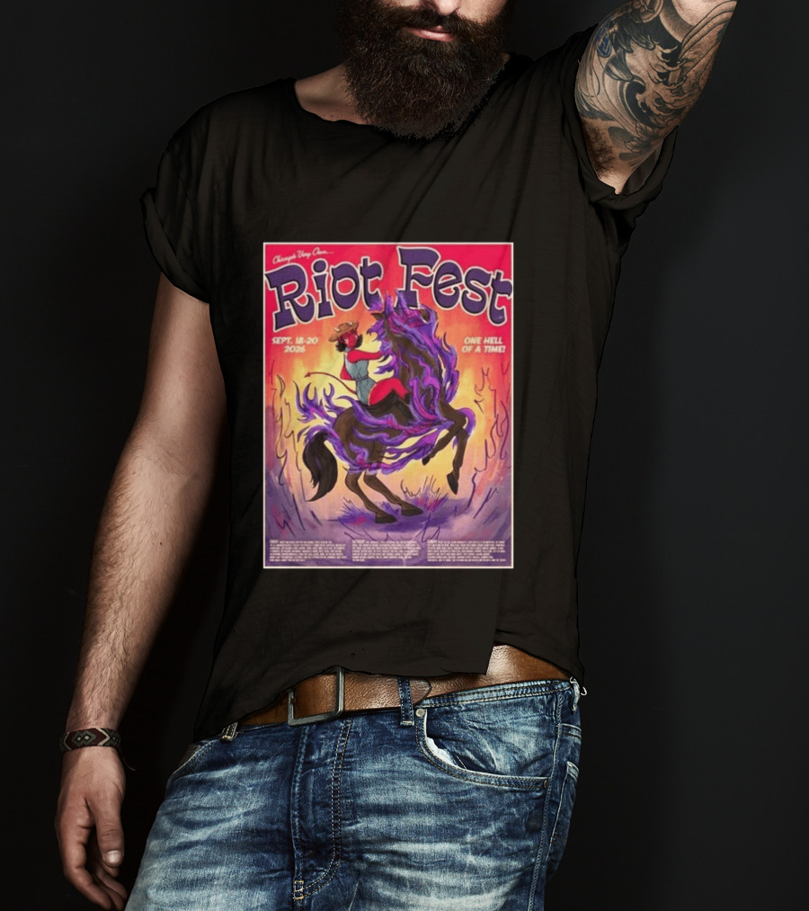 Chicago Douglass Park Riot Fest 2026 Devil Cowgirl Artwork September 18 20 One Hell Of A Time T-Shirt