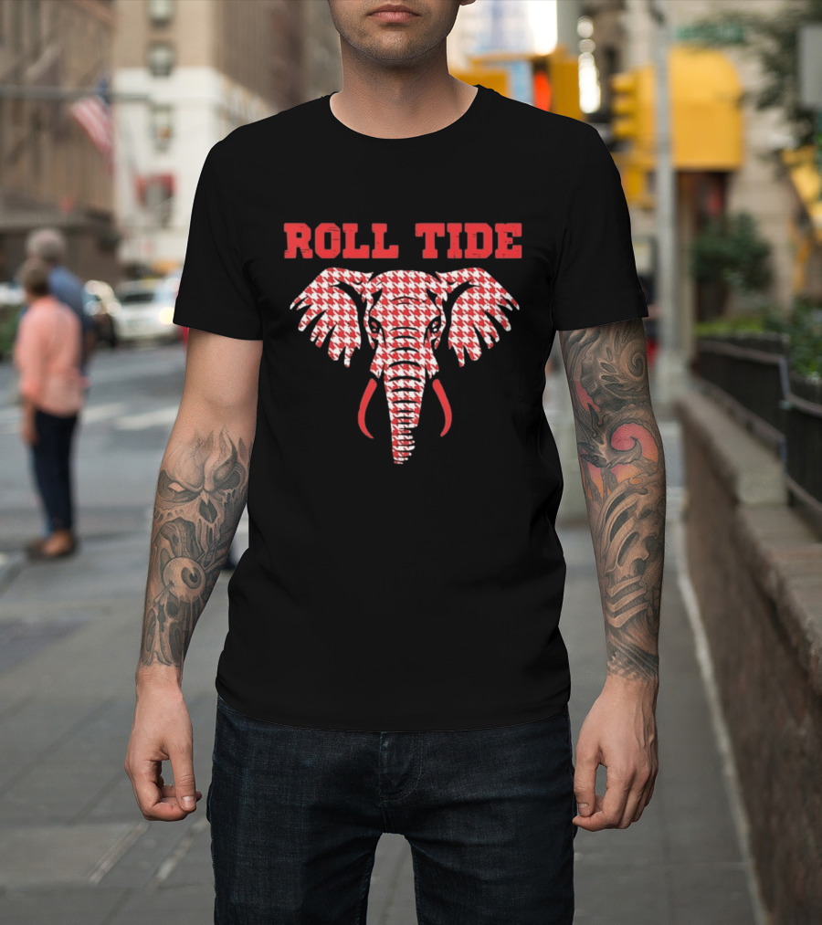 Alabama Crimson Tide Roll Tide Houndstooth Elephant T-Shirt