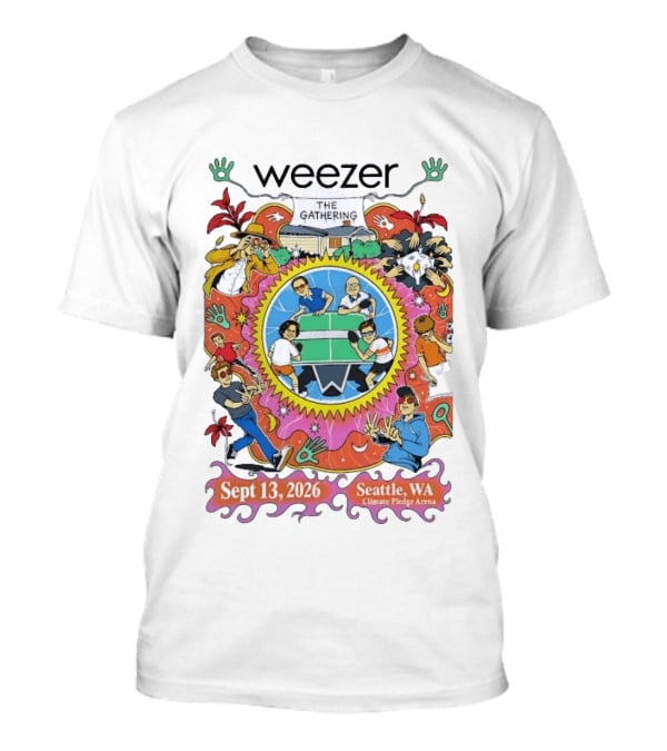 Weezer The Gathering Sept 13 2026 Seattle Climate Pledge Arena Event Collaboration T-Shirt