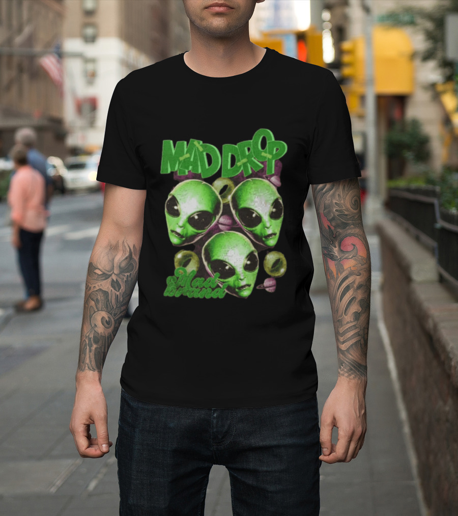 Mad Drop Aliens Space Planets Mad Brand T-Shirt