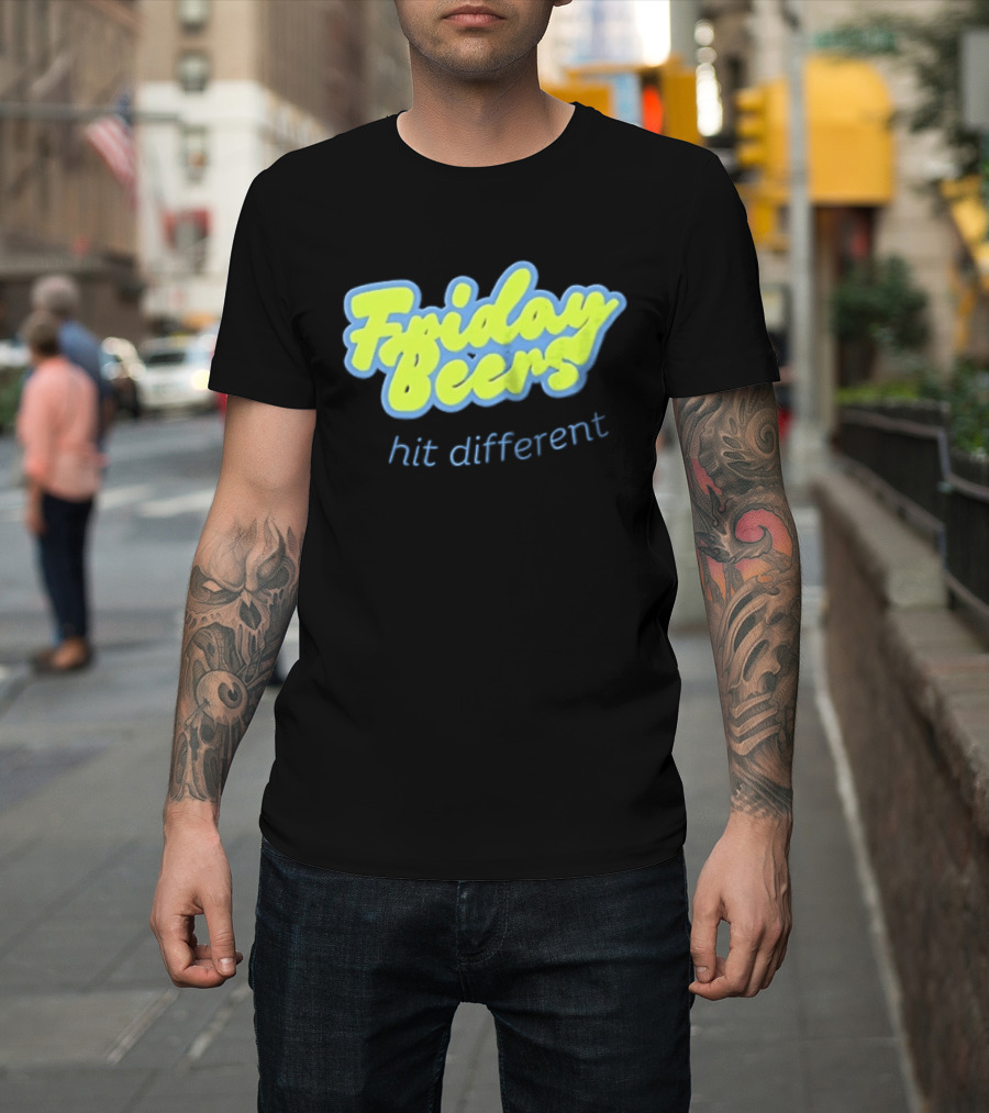 Friday Beers Hit Different Neon T-Shirt
