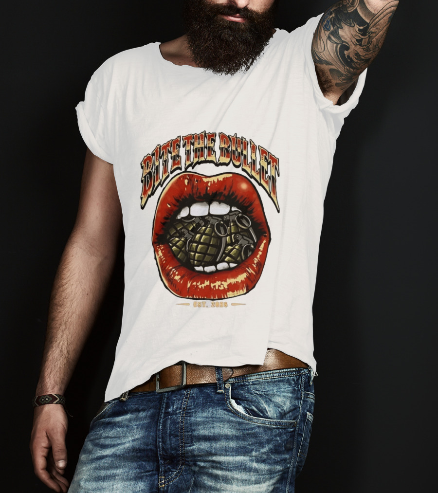 Bite The Bullet Grenade Lips Est 2026 Edgy T-Shirt