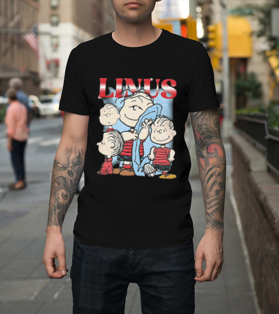 Peanuts Linus Holding Blue Blanket Bootleg Sparkle 2020 Collage T-Shirt