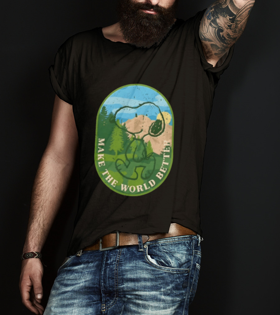Snoopy Make The World Better Mountain Forest Retro Peanuts T-Shirt