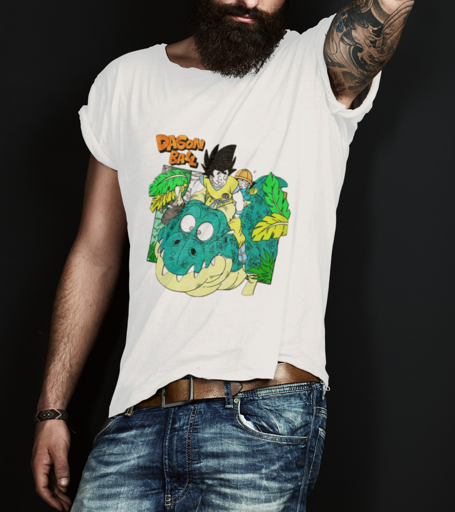 Goku Gohan Riding Dinosaur Dragon Ball Adventure Scene T-Shirt
