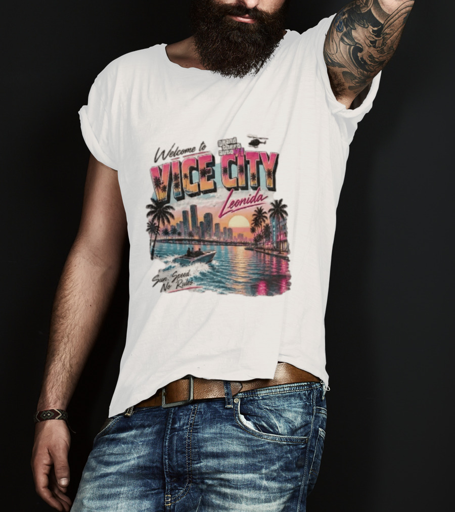 Welcome To Vice City GTA VI Sun Speed No Rules Leonida T-Shirt