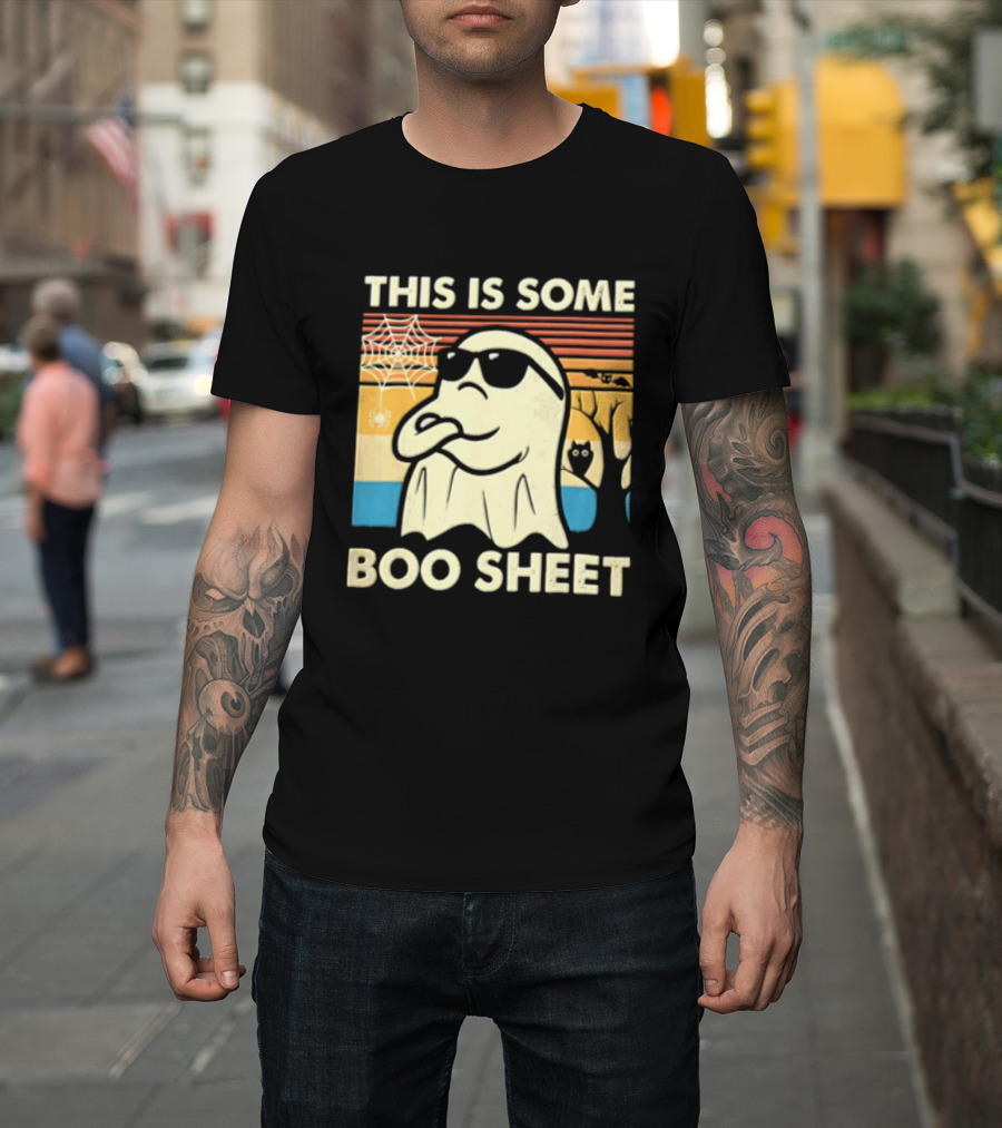 This Is Some Boo Sheet Sunset Ghost Sunglasses Tree T-Shirt