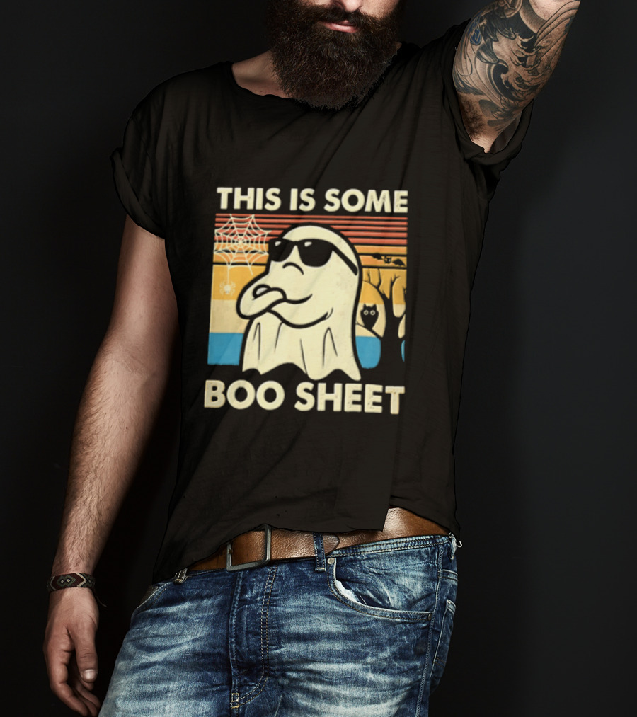 This Is Some Boo Sheet Sunset Ghost Sunglasses Tree T-Shirt