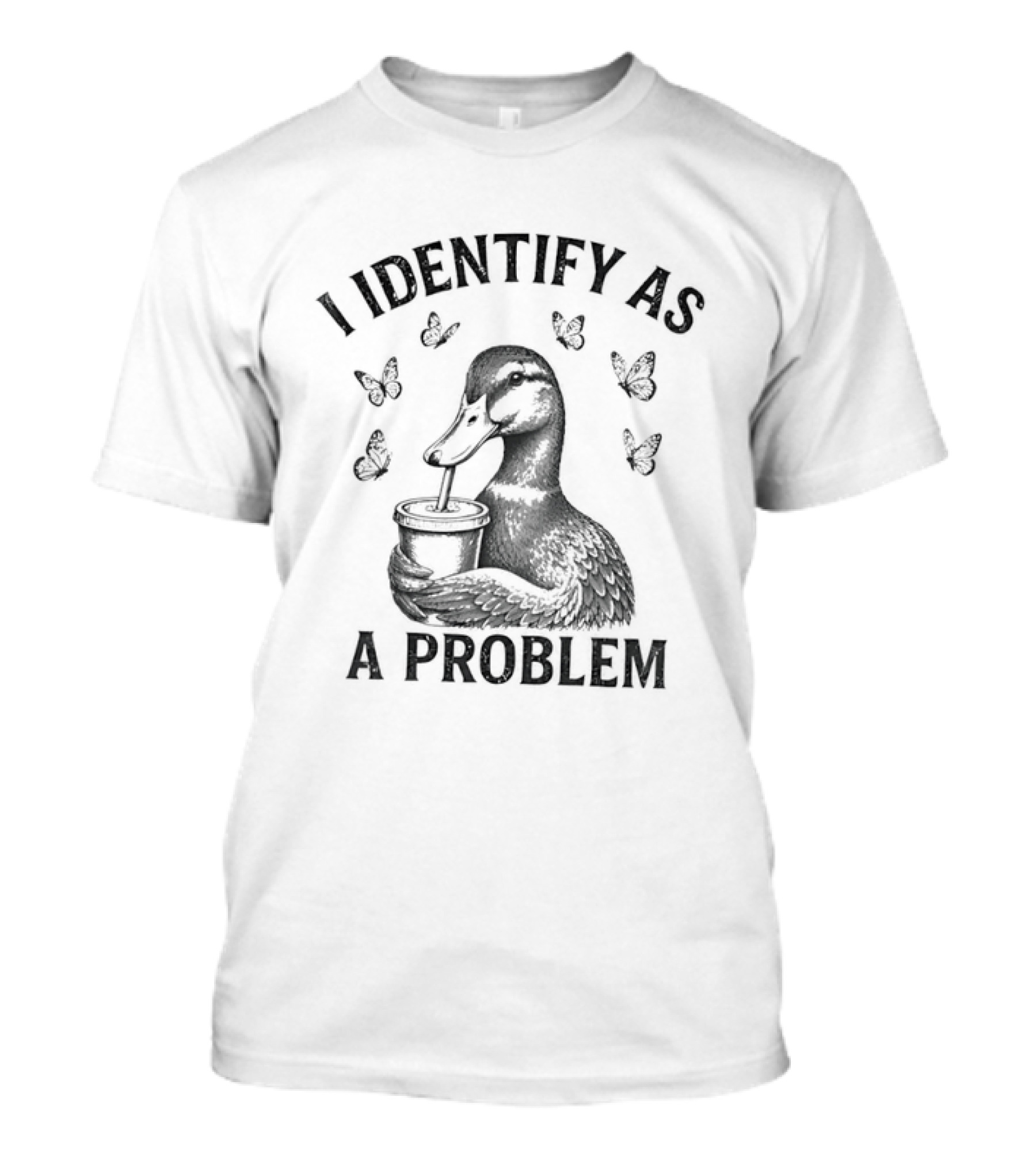 I Identify As A Problem Duck With Butterflies T-Shirt