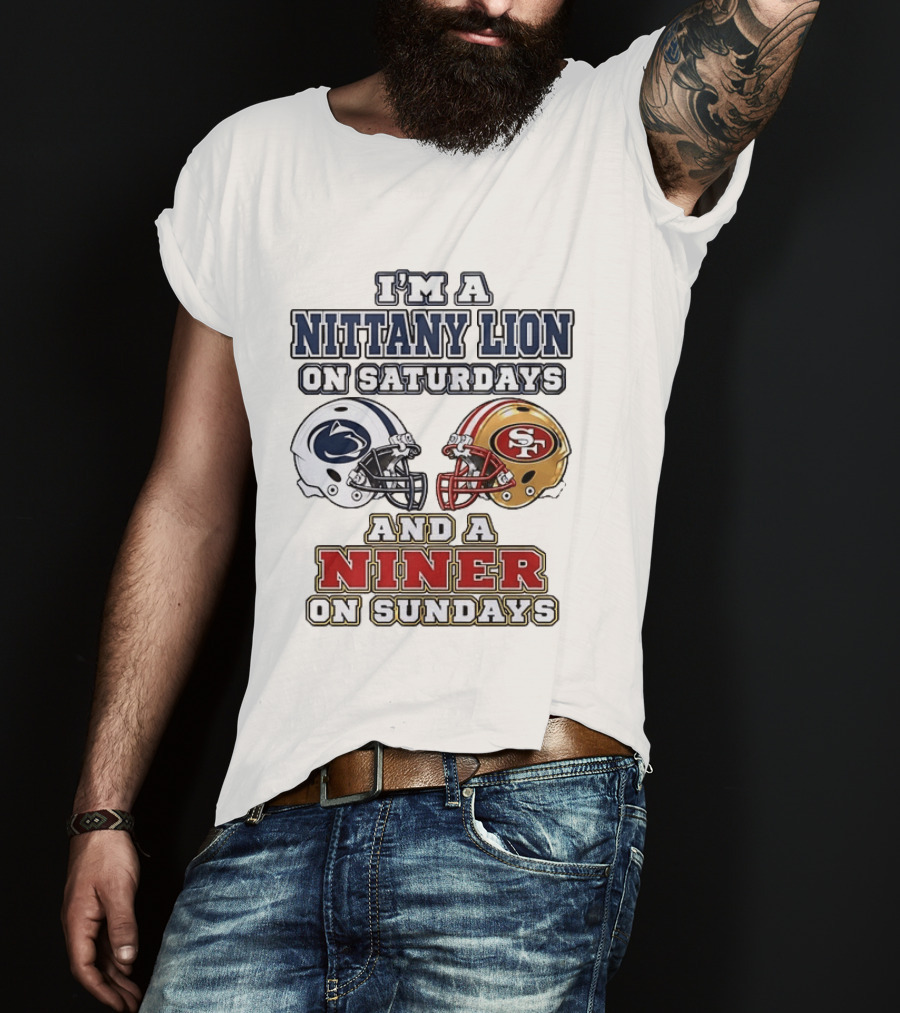 I'm A Nittany Lion On Saturdays And A Niner On Sundays Football Helmets T-Shirt