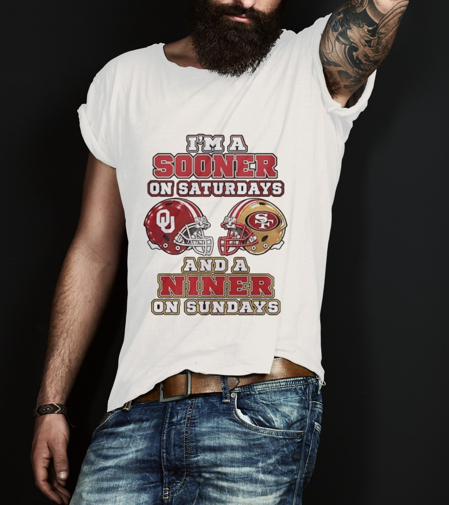 Oklahoma Sooners Saturdays SF 49ers Sundays Football Fan Gear T-Shirt